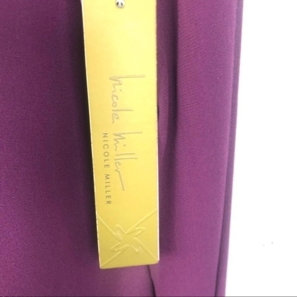 Nicole Miller Purple V Neck Shift Midi‎ Silk Dress Size 0P Indie Luxury Bohemian - Picture 8 of 8